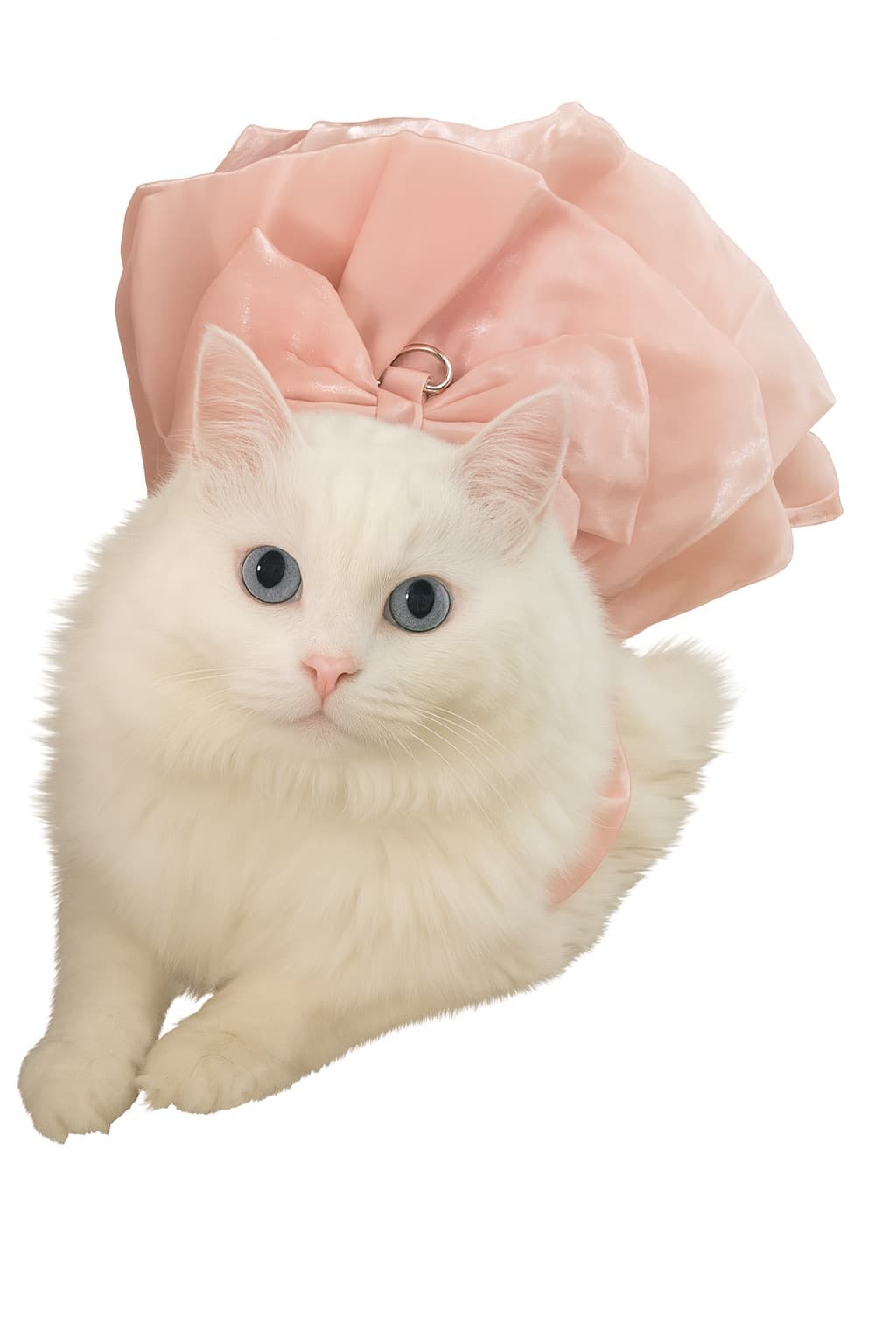 A fluffy white cat